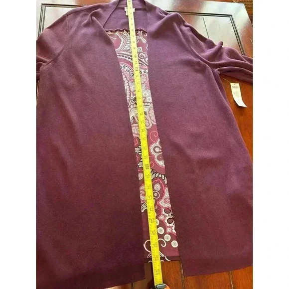 NWT Chico’s Berry Bold Geometric Paisley Open Front Cardigan Size L - Picture 7 of 8